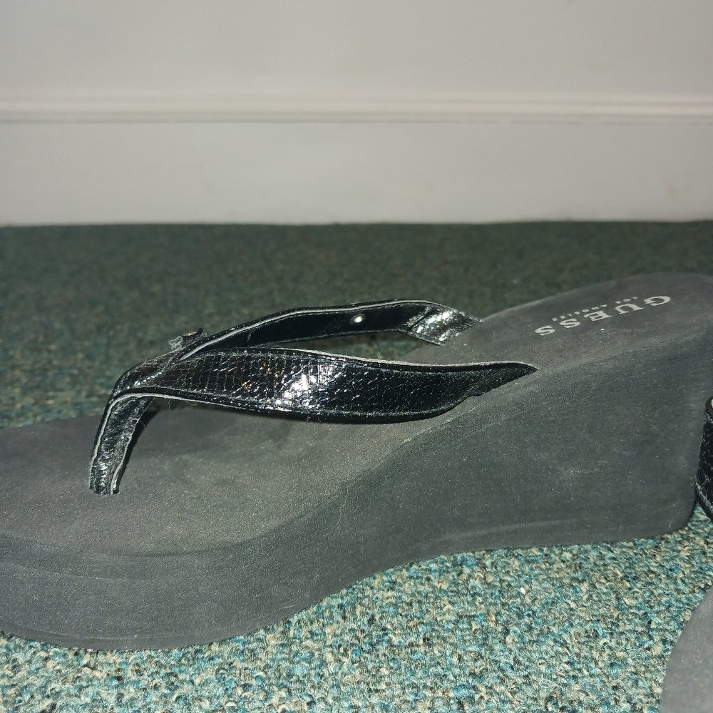 Guess Sandal S Womens Black 8 Guess Los Angeles Wedge Strap